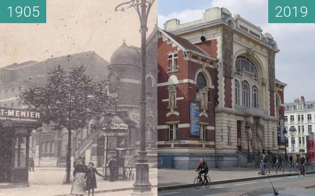 Before-and-after picture of Théâtre Sébastopol between 1905 and 2019-Apr-06