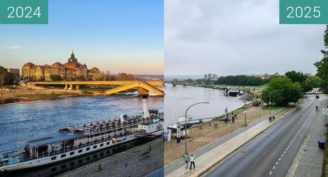 Vorher-Nachher-Bild von Carolabrücke Dresden zwischen 09.11.2024 und 26.07.2025