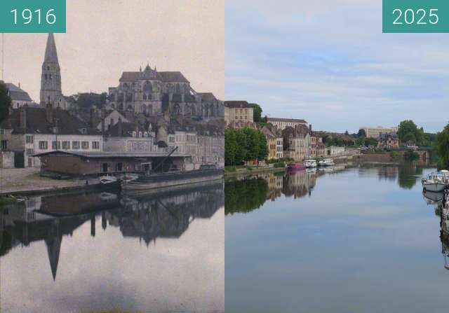 Vorher-Nachher-Bild von Auxerre zwischen 07.1916 und 05.2025