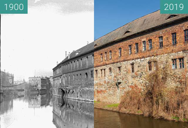 Vorher-Nachher-Bild von Blick auf Wasserseite der Residenz zwischen 1900 und 21.03.2019