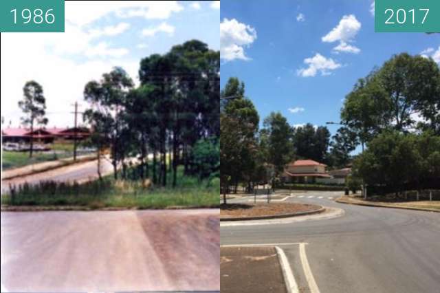 Before-and-after picture of Laycock Street, Cranebrook between 1986 and 2017