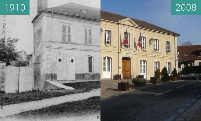 Before-and-after picture of Mairie de Coupvray between 1910 and 2008-Jan-26