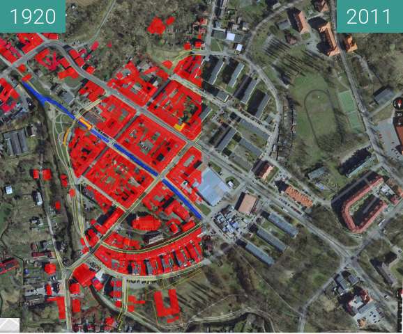 Vorher-Nachher-Bild von Dąbie-Altdamm 1920-2011 zwischen 1920 und 2011