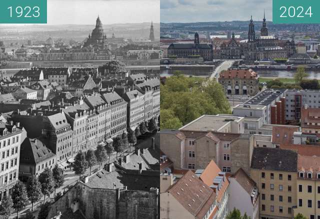 Image avant-après de Neustädter Markt 1923 entre 1923 et 22 avr. 2024