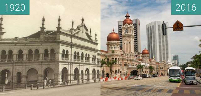 Before-and-after picture of Sultan Abdul Samad Building between 1920 and 2016-Jul-25