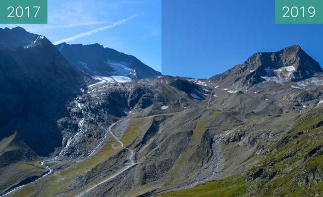 Image avant-après de Stubai Glacier 3 entre 30 août 2017 et 27 août 2019