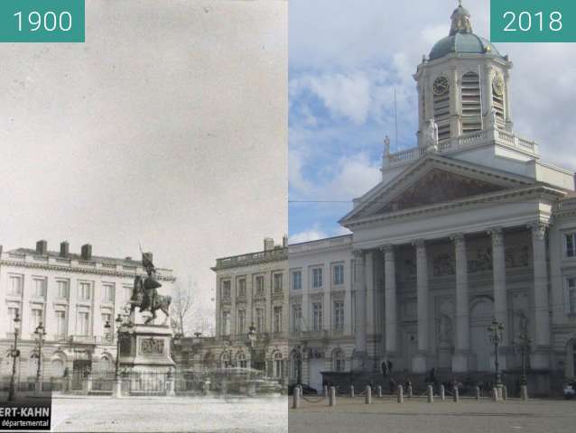 Before-and-after picture of Place Royale between 1900 and 2018-Apr-01