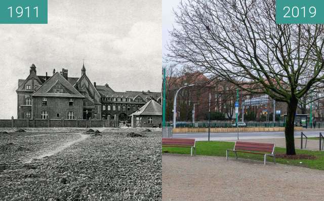 Vorher-Nachher-Bild von Ulica Przybyszewskiego, szpital zwischen 1911 und 12.01.2019