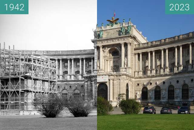 Vorher-Nachher-Bild von Neue Burg zwischen 1942 und 08.2023