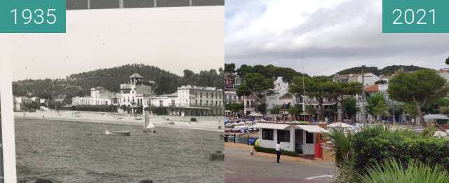 Before-and-after picture of llafranc depuis le port between 1935 and 2021-Aug-07