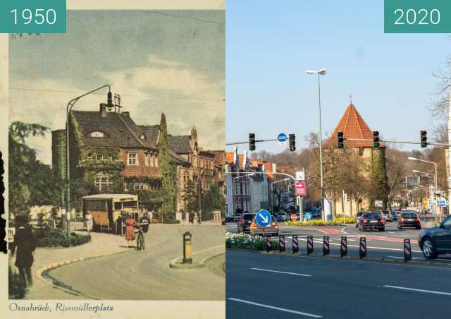 Vorher-Nachher-Bild von Rissmüllerplatz zwischen 1950 und 03.2020