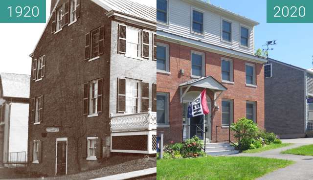 Before-and-after picture of Then and Now at the Belfast Museum between 1920 and 2020