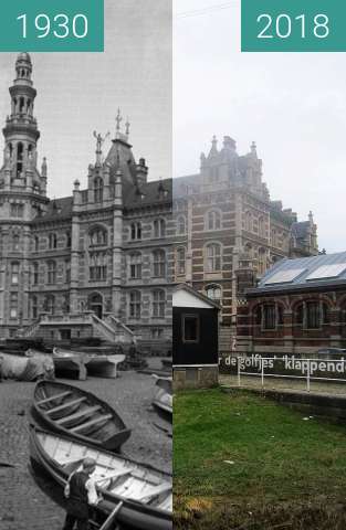 Before-and-after picture of Loodsgebouw/Margueriedok between 1930 and 2018-Apr-02