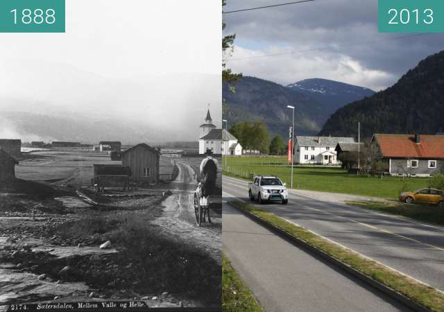 Before-and-after picture of Rysstad between 1888 and 2013