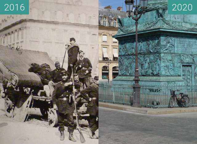 Image avant-après de Place Vendôme (La commune) entre 05.1871 et 08.2020