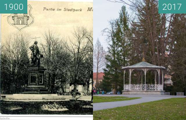 Vorher-Nachher-Bild von City Park in Maribor, Slovenia zwischen 1900 und 20.03.2017