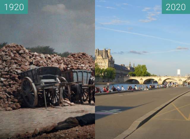 Before-and-after picture of Quai Anatole France between 1920 and 06/2020