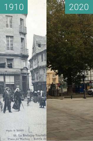 Before-and-after picture of Saint-Brieuc - Place du Martray between 1910 and 2020-Oct-30