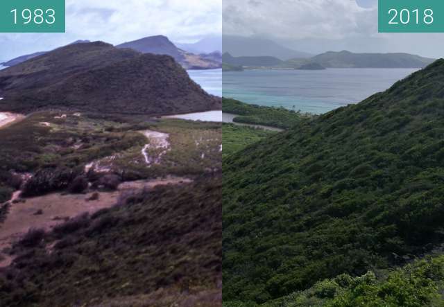 Vorher-Nachher-Bild von St Kitts - View down the North Peninsula zwischen 1982 und 17.11.2018