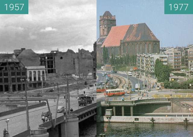 Before-and-after picture of Wyszyńskiego street between 1958 and 1977