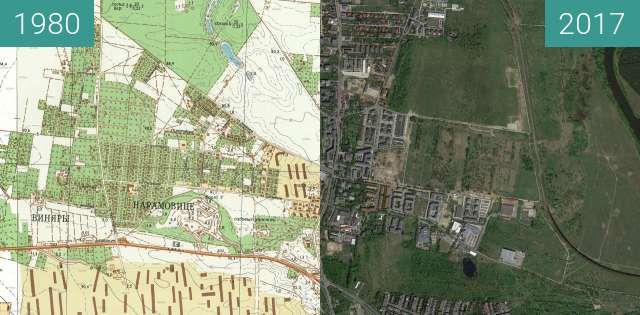 Vorher-Nachher-Bild von Poznań 1980 - Naramowice zwischen 1980 und 12.05.2017