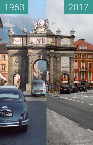 Image avant-après de Triumphpforte Innsbruck entre 09.1963 et 1 sep. 2017