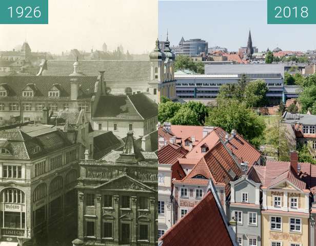 Vorher-Nachher-Bild von Widok z wieży ratuszowej zwischen 1926 und 2018