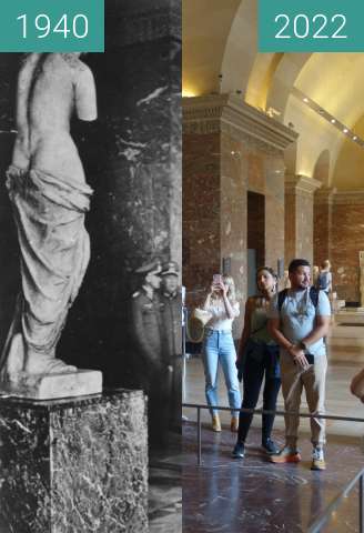 Before-and-after picture of Venus de Milo between 1940-Oct-07 and 05/2022