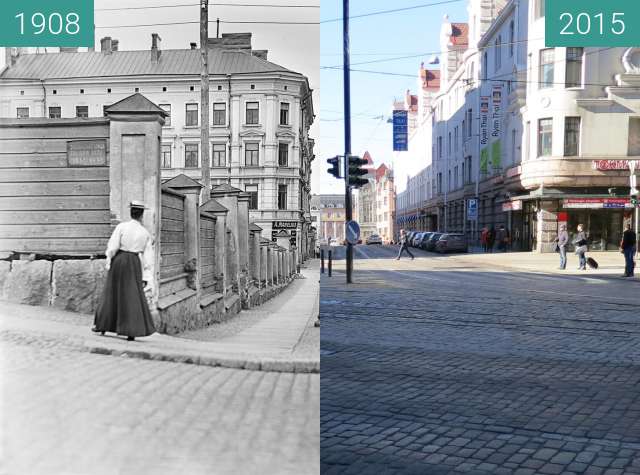 Vorher-Nachher-Bild von Kaisaniemi, Helsinki, Finnland zwischen 1908 und 15.03.2015