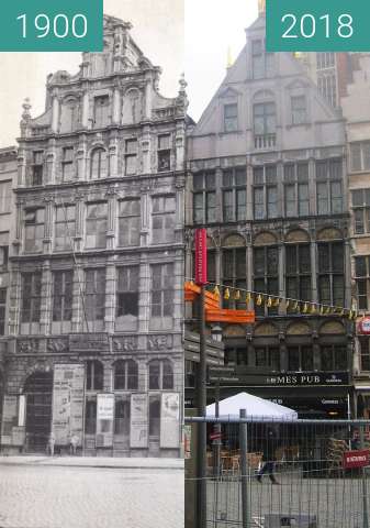 Before-and-after picture of Houses at Grote Markt between 1900 and 2018-Apr-02