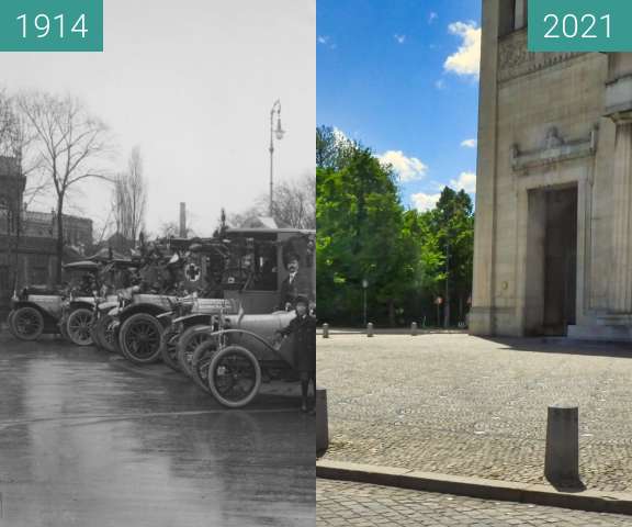 Vorher-Nachher-Bild von München; Sanitätszug Propyläen zwischen 1914 und 25.05.2021