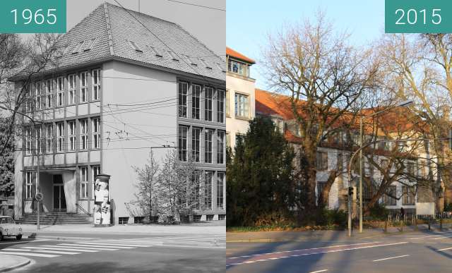 Before-and-after picture of Mädchengymnasium between 1965 and 2015-Dec-30