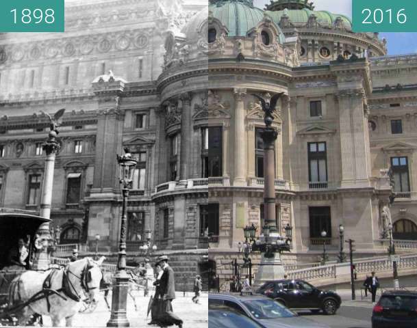 Before-and-after picture of Opéra Garnier between 1898 and 2016-May-17