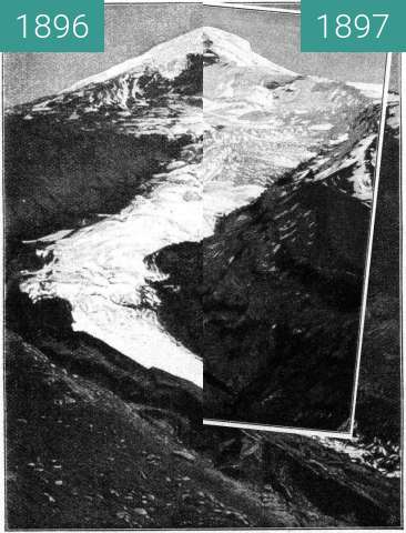 Before-and-after picture of Nordgletscher am Lanín between 1896-May-24 and 1897-May-24