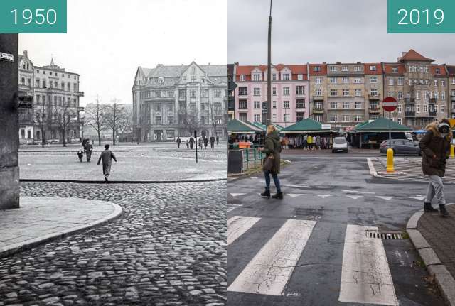 Vorher-Nachher-Bild von Rynek Łazarski zwischen 1950 und 2019