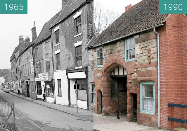 Before-and-after picture of Much Park Street, Coventry between 1965 and 1990