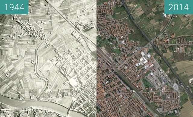 Image avant-après de Bombing of Empoli entre 13 août 1944 et 2014