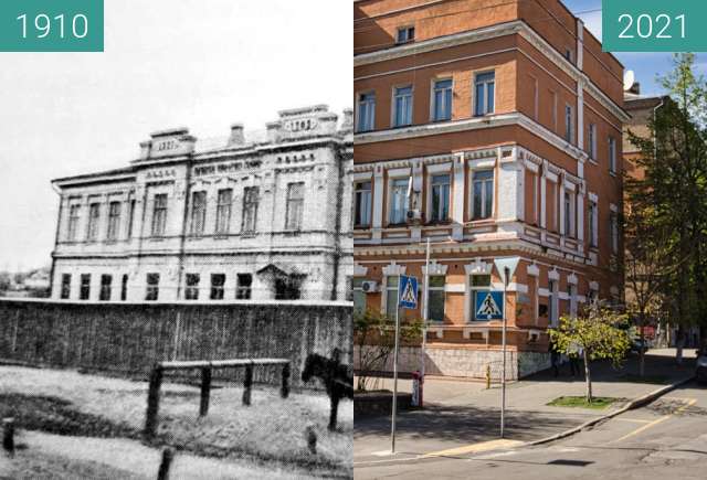 Before-and-after picture of Здание санитарной станции по Некрасовскому переулк between 1910 and 2021