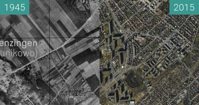 Vorher-Nachher-Bild von Grunwald zwischen 1945 und 2015