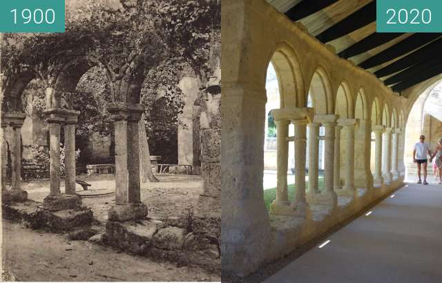 Before-and-after picture of Cordeliers Cloister between 1900 and 07/2020