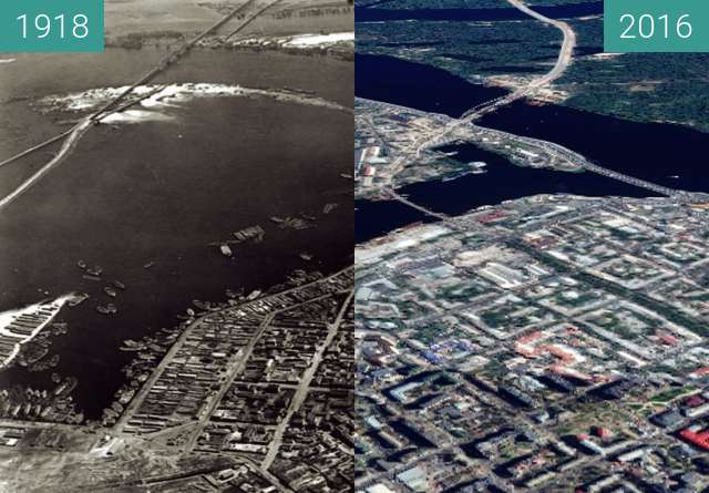 Image avant-après de Kyiv harbor from above entre 04.1918 et 2016