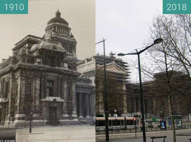 Before-and-after picture of Supreme Court (Brussels) between 1910 and 2018-Apr-01