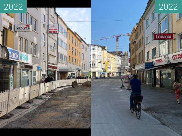 Before-and-after picture of Umbau der Johannisstraße between 2022-Mar-29 and 2022-Jul-19