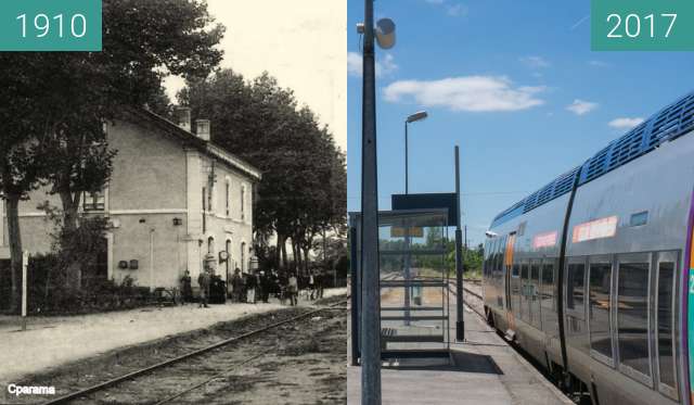 Image avant-après de Gleise des Bahnhofs in L'Isle Jourdain entre 1910 et 7 juin 2017