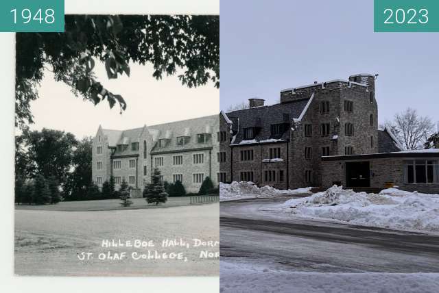 Image avant-après de Hilleboe Hall, St. Olaf College 1948, 2023 entre 1948 et 13 jan. 2023