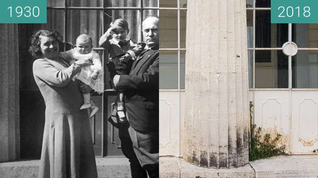 Vorher-Nachher-Bild von Mussolini and family at Villa Torlonia zwischen 23.04.1930 und 17.02.2018