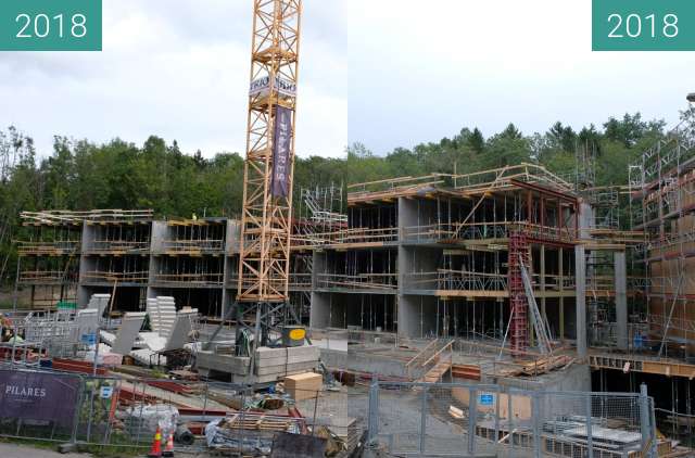 Before-and-after picture of Apartment building under construction in Asker between 2018-Aug-07 and 2018-Aug-18