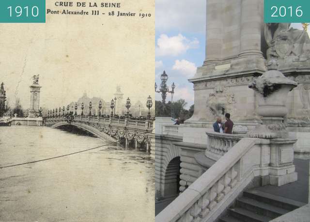 Image avant-après de Pont Alexandre III (Great Flood) entre 28 jan. 1910 et 23 sep. 2016