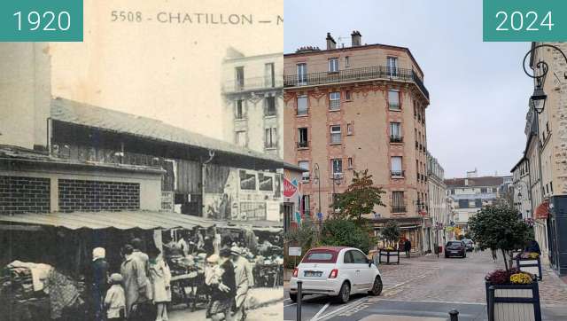 Image avant-après de Chatillon - rue de la mairie - Cinéma entre 1920 et 8 nov. 2024