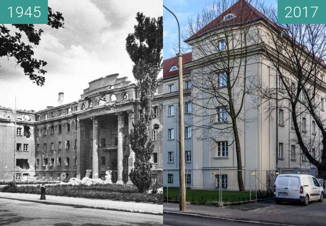 Vorher-Nachher-Bild von Aleja Niepodległości, Dom Studencki Hanka zwischen 1945 und 2017